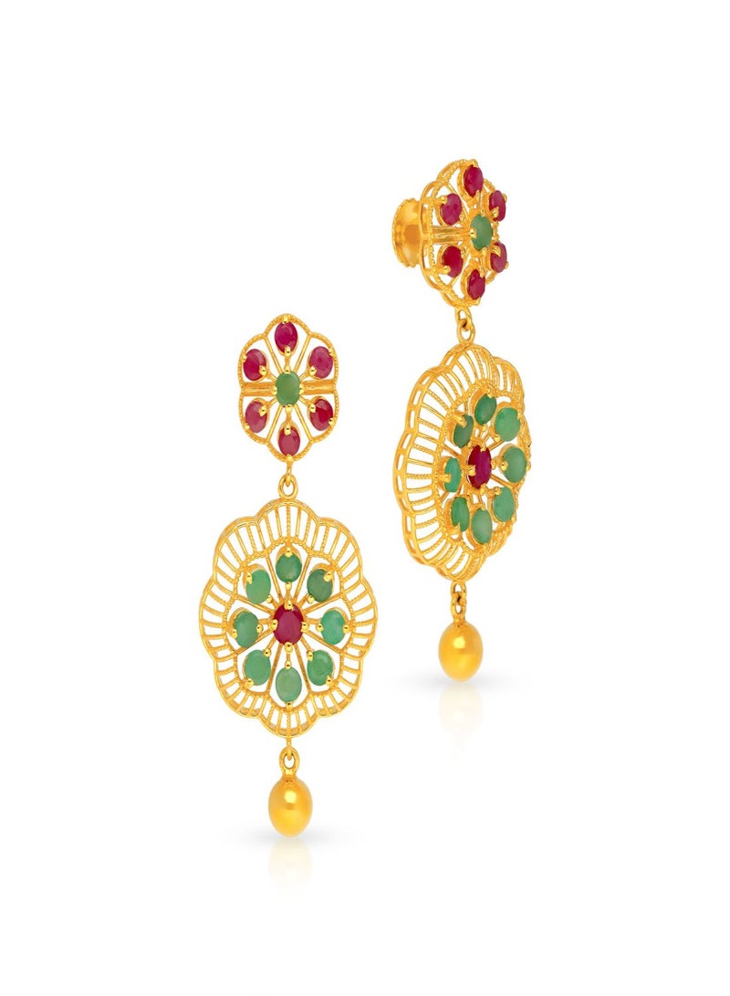 Malabar Gold and Diamonds 22 Carat 916 Purity Gemstone Earrings PRGGEN640ER2_Y for Women  - Image 1