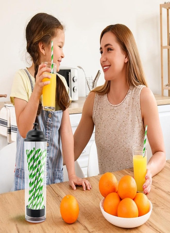 Ranjaner 10.6 Inch Straw Dispenser with Lid Black, Plastic Straw Holder for Counter, Drinking Straw Organizer Container Transparent Straw Holder for Most Straws - Image 4