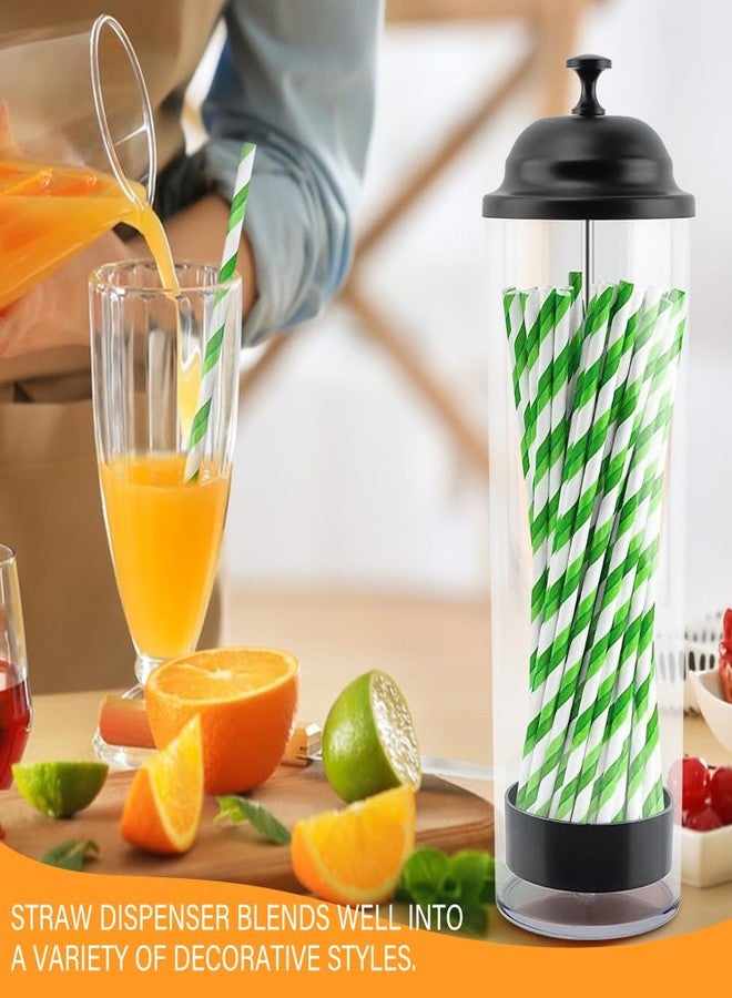 Ranjaner 10.6 Inch Straw Dispenser with Lid Black, Plastic Straw Holder for Counter, Drinking Straw Organizer Container Transparent Straw Holder for Most Straws - Image 3