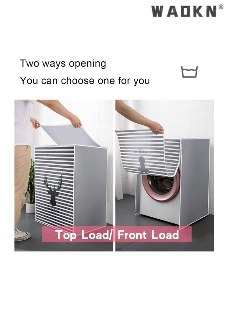 WAOKN Waterproof Washing Machine Cover Dustproof Sun Protection Washer/Dryer Cover for Top Load Machine Easy to Use, Washer Dryer Machine Protection Case Washing Appliance Protectors- Bear - Image 2