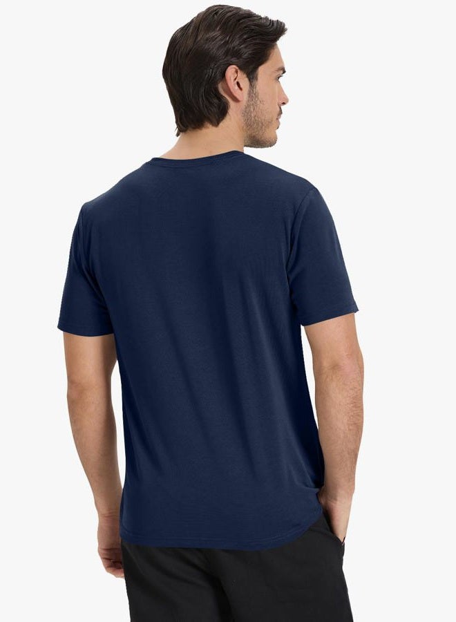 BAMBOO COOL Men's Crewneck T-Shirts Short Sleeve Heavy Weight Tees Moisture Wicking Casual Basic T Shirt, B-c-navy Blue, XL - Image 2