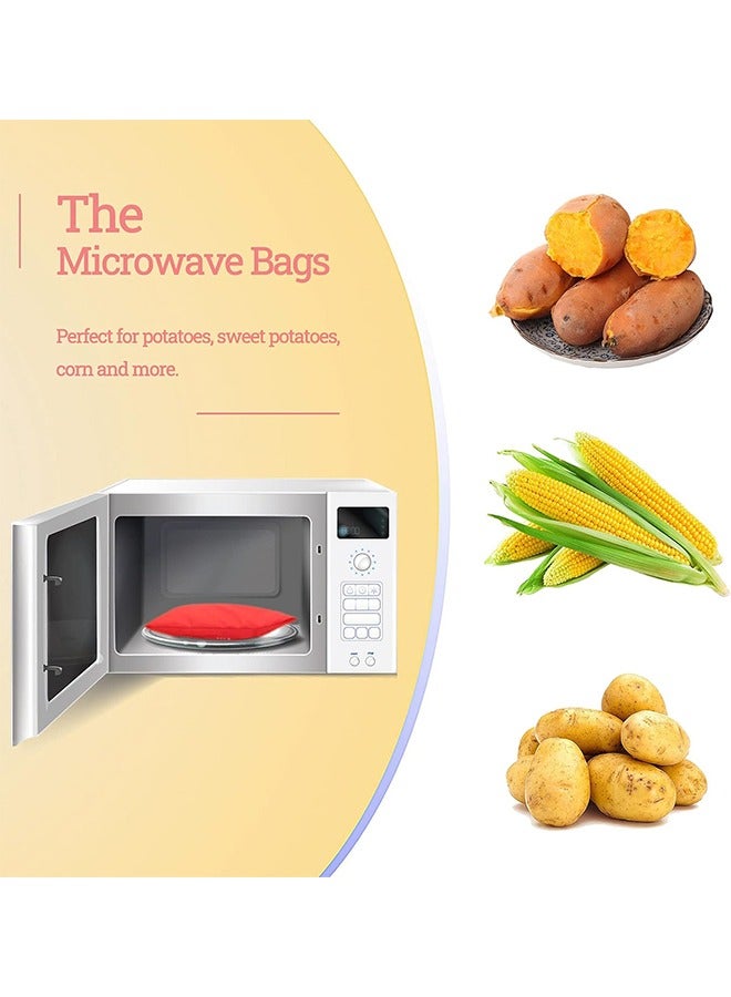 HS Microwave Potato Bag, Reusable Express Microwave Potato Cooker Bag, Baked Potato Cooker Perfect Potatoes 4 Minutes, Red Baked Pouch, 19x25cm 3 Pack  - Image 2