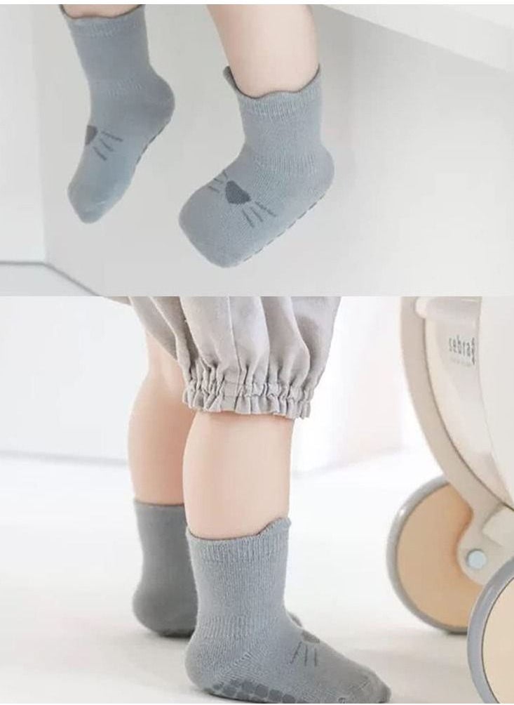 Baby Socks for Girls Boys 5 Pairs Cute Animal Cartoon Toddler Kids Anti-Slip Socks - Image 2