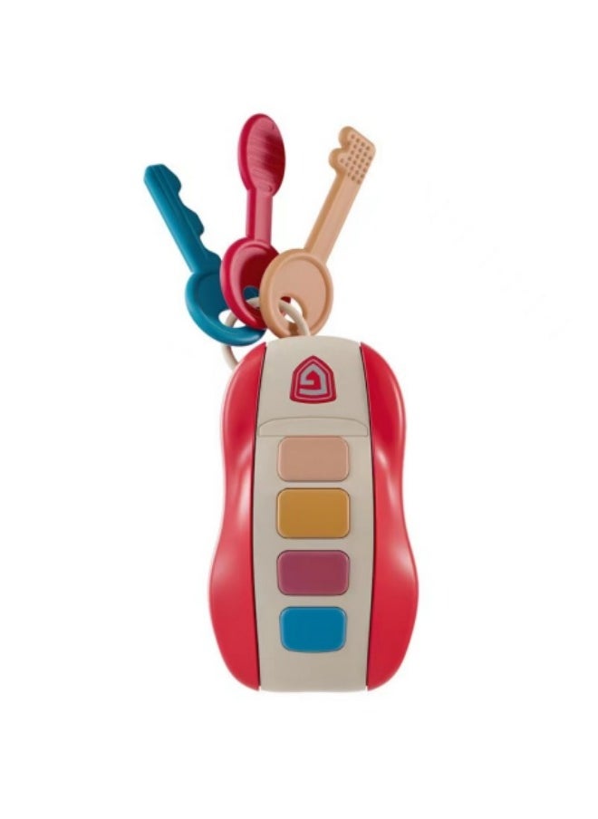 Musical Car Key Toy Smart Remote Key Toy Musical Keychain For Kids Red  - Image 1