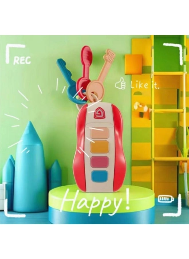 Musical Car Key Toy Smart Remote Key Toy Musical Keychain For Kids Red  - Image 2