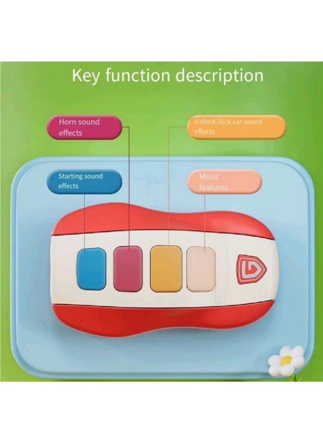 Musical Car Key Toy Smart Remote Key Toy Musical Keychain For Kids Red  - Image 3