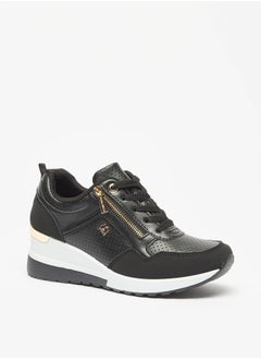 Flora Bella By Shoexpress Women's Panelled Lace-Up Wedge Sneakers  - Image 1