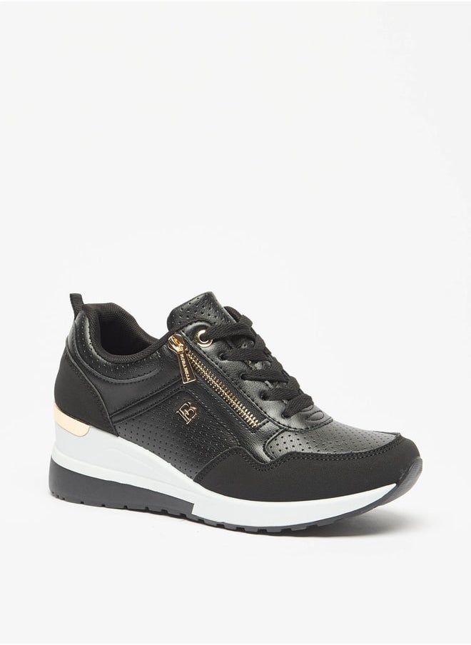 Flora Bella By Shoexpress Women's Panelled Lace-Up Wedge Sneakers  - Image 1