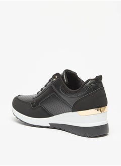 Flora Bella By Shoexpress Women's Panelled Lace-Up Wedge Sneakers  - Image 2