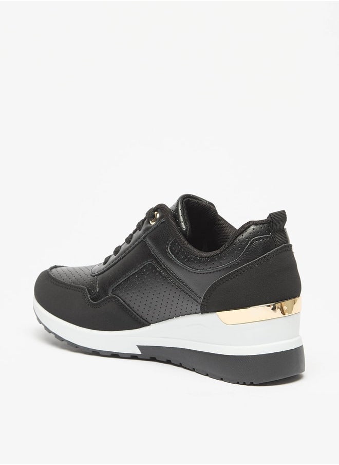 Flora Bella By Shoexpress Women's Panelled Lace-Up Wedge Sneakers  - Image 2