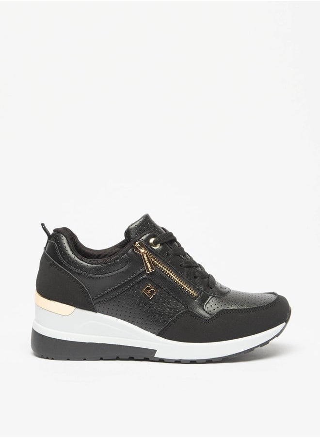 Flora Bella By Shoexpress Women's Panelled Lace-Up Wedge Sneakers  - Image 3
