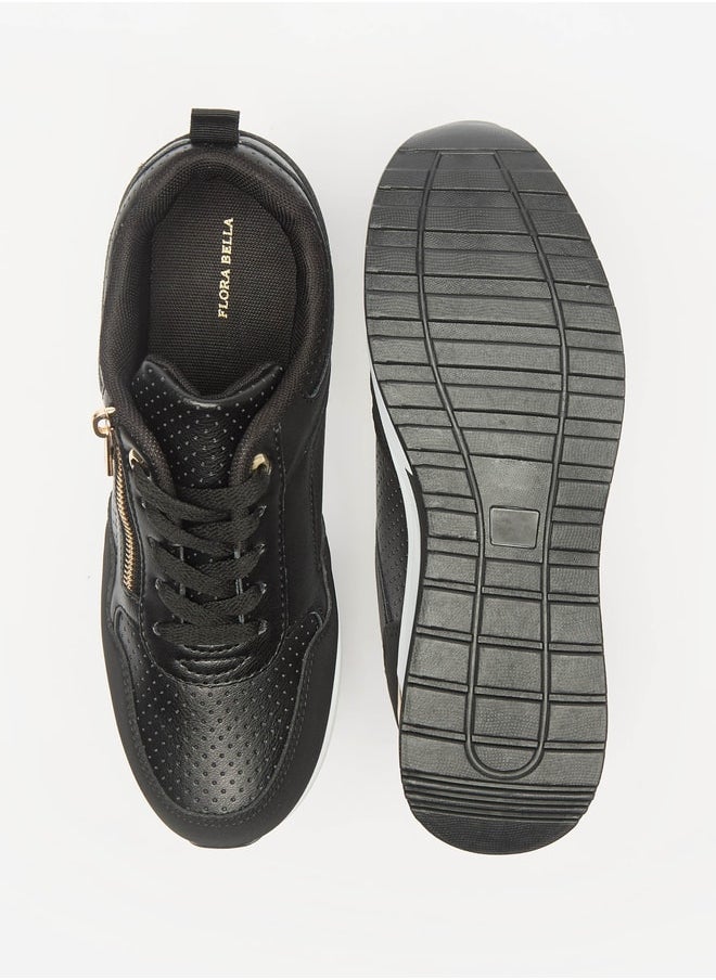 Flora Bella By Shoexpress Women's Panelled Lace-Up Wedge Sneakers  - Image 4