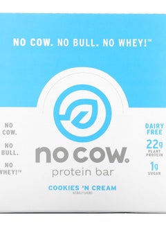 No Cow Protein Bar Cookies n Cream 12 Bars 2.12 oz (60 g) 