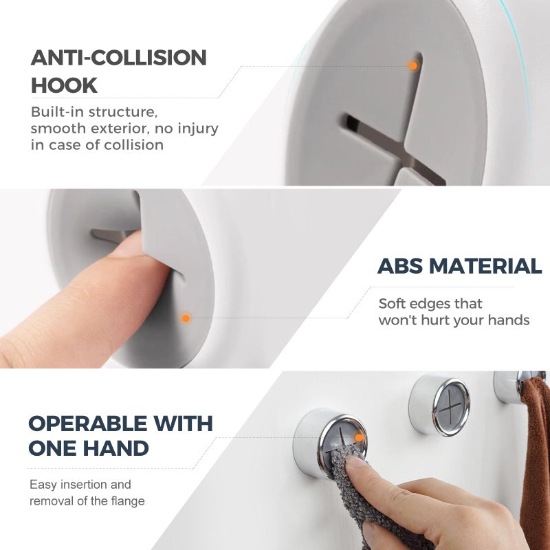 2025 Upgraded Stainless Steel Towel Hooks 6PCS White Wall Mounted For Kitchen And Bathroom - Image 3