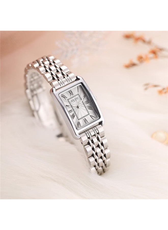 Julius Women'S Korean Style Retro Square Watch With Stainless Steel Strap, Quartz Ladies Watch In Silver Color Ja-1252A - Image 2