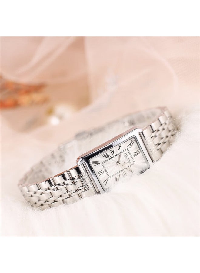 Julius Women'S Korean Style Retro Square Watch With Stainless Steel Strap, Quartz Ladies Watch In Silver Color Ja-1252A - Image 5