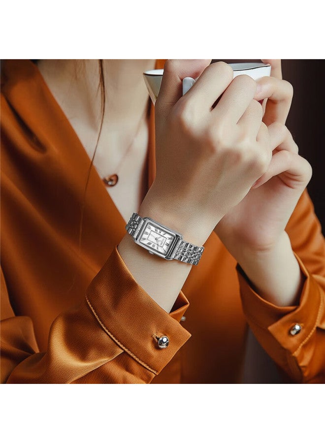 Julius Women'S Korean Style Retro Square Watch With Stainless Steel Strap, Quartz Ladies Watch In Silver Color Ja-1252A - Image 1