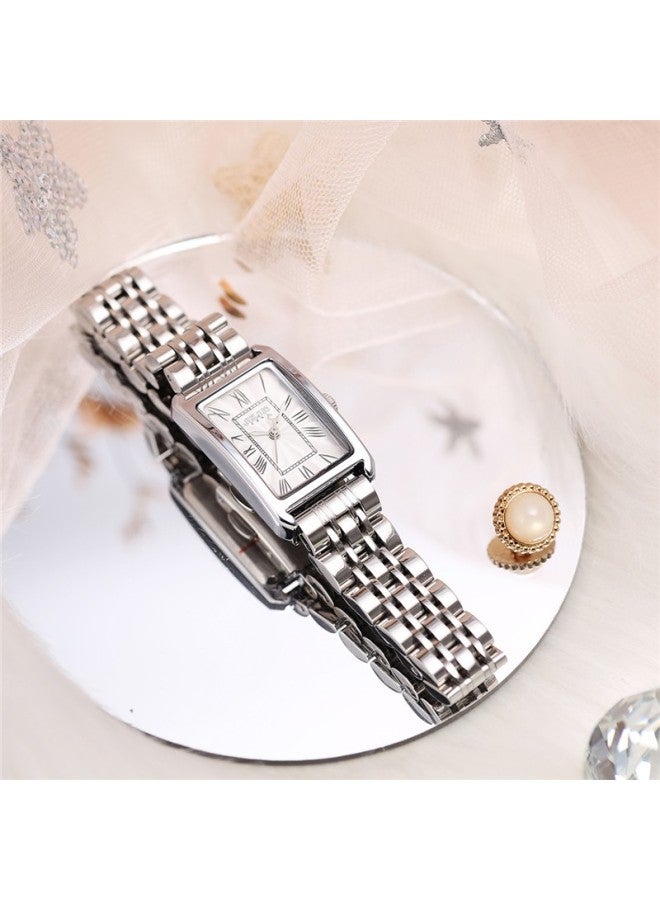 Julius Women'S Korean Style Retro Square Watch With Stainless Steel Strap, Quartz Ladies Watch In Silver Color Ja-1252A - Image 4