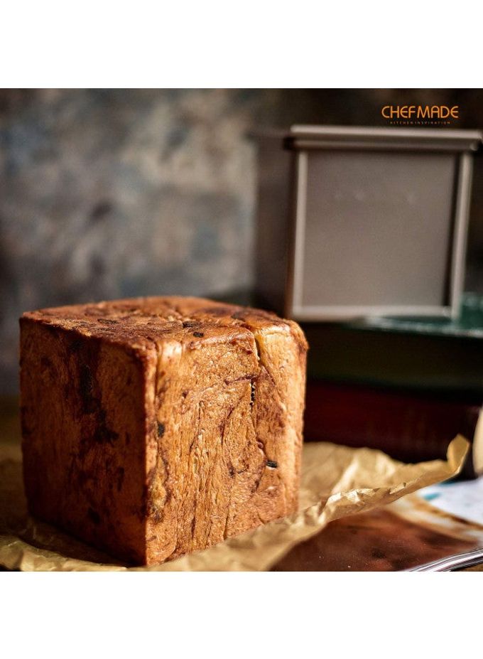 chefmade Mini Pullman Loaf Pan with Lid, 0.55Lb Dough Capacity Non-Stick Rectangle Flat Toast Box for Oven Baking 3.9" x 3.9"x 3.9"(Champagne Gold) - Image 3