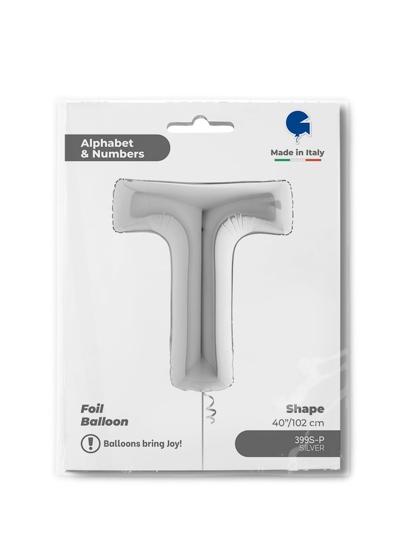 GRABO 40" Foil Balloon Letter T Silver  - Image 2