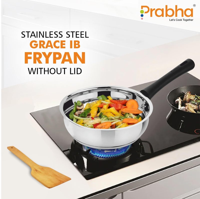 Prabha Heavy Gauge Bottom Encapsulated Base Induction Base Stainless Steel Frypan, Fry pan, Cookware Pan, Frying Pan Without Lid, Capacity 1.4L and Size 20cm - Image 4