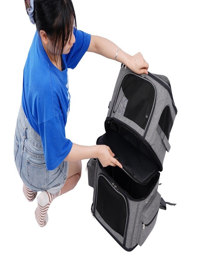 BloxBerry - Cat & Dog Pet Backpack Travel Carrier- Double Compartment Back Pack Bag for Hiking, Carrying Small Dogs or Large Kitty Cats - Image 3