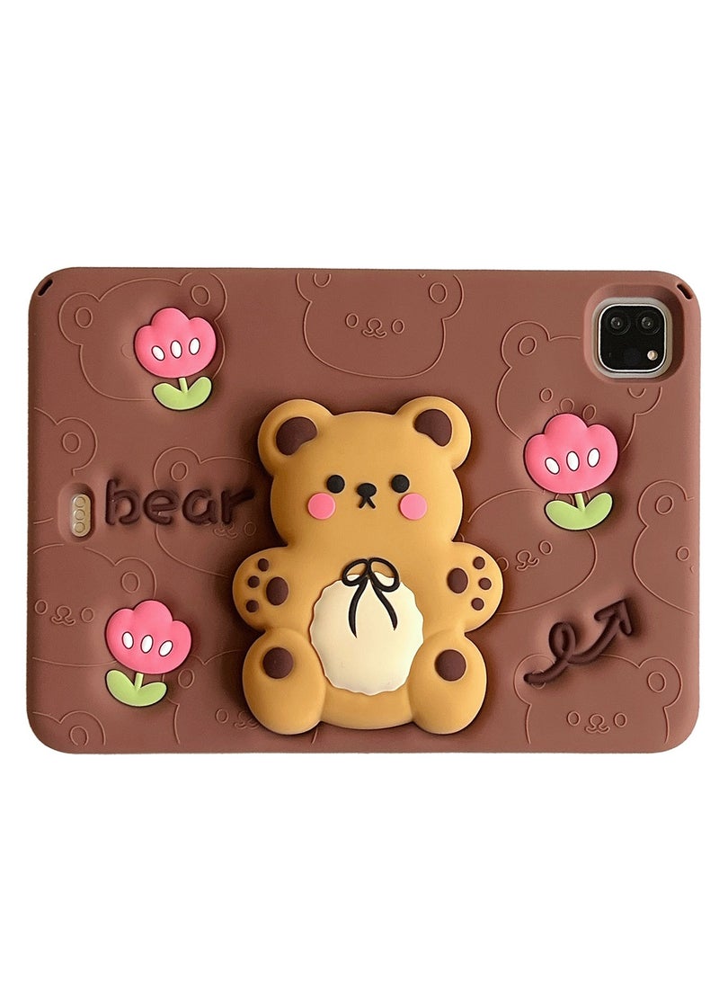 general Case for iPad 9th/8th/7th Gen 10.2 Inch Kids Silicone Case, Boy Girl Cute Case Kawaii 3D Cartoon Bear Stand/Shoulder Strap, Tablet Cover for iPad Case 10.2 - Image 2