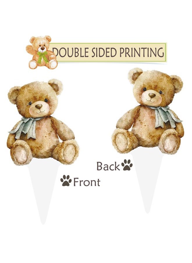 umoni Bear Baby Shower Decorations 48pcs Teddy Bear Cupcake Toppers Teddy Bear Baby Shower Decorations We Can Bearly Wait Cupcake Picks for Gender Reveal Theme Baby Shower Kids Birthday Party Supplies - Image 5