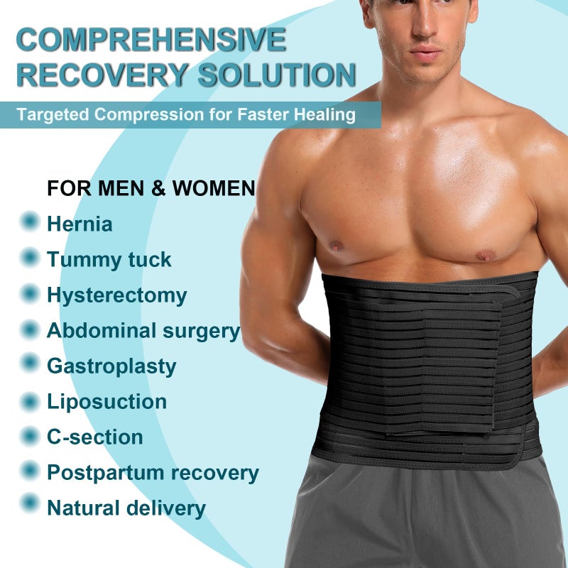 MAMODY Abdominal Binder for Men & Women â€“ Post Surgery Belly Band Adjustable Compression Wrap Belly Binder Abdomen Hernia Support Belt (Black, XL) - Image 5