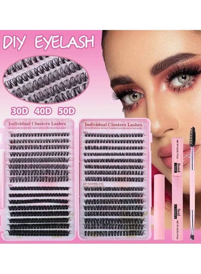 Jamal DIY Cluster Eyelash Extension Kit – 640 Lash Clusters, 9–16mm Mixed Lengths, Natural Curl Individual Lashes, Segmented False Eyelashes for Full & Thick Look - Image 1