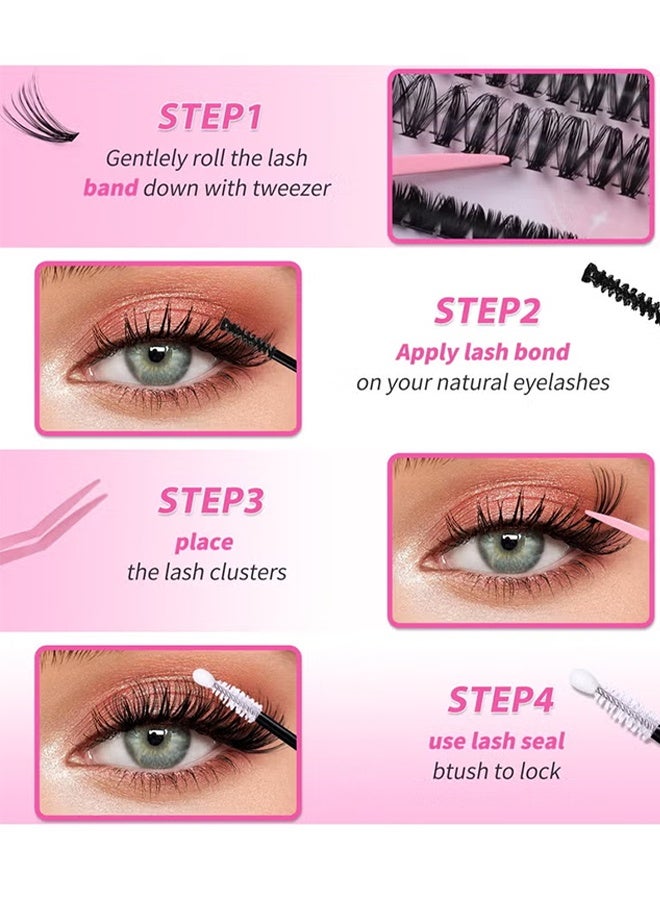Jamal DIY Cluster Eyelash Extension Kit – 640 Lash Clusters, 9–16mm Mixed Lengths, Natural Curl Individual Lashes, Segmented False Eyelashes for Full & Thick Look - Image 4