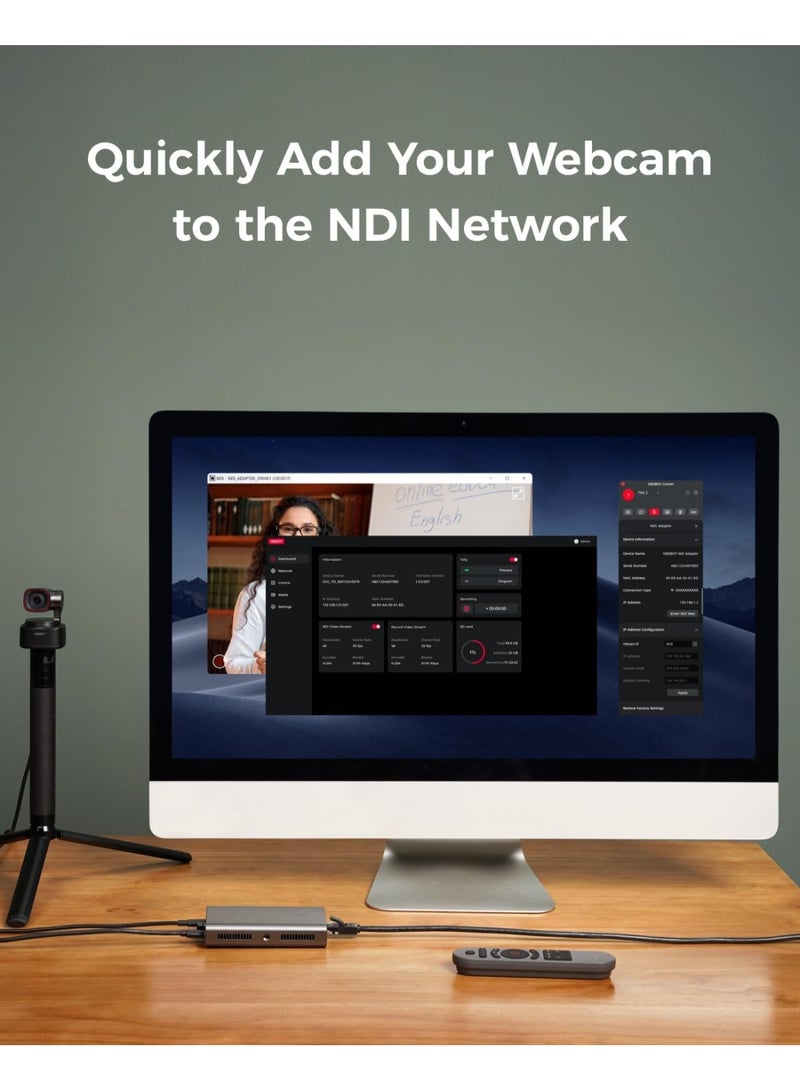 OBSBOT UVC to NDI Adapter, USB-C to NDI Convert, PoE,Micro SD Card Supported, Video Converts Compatible Series Webcam and Other UVC Webcam for Streaming Accessories, Content Creator Kit. - Image 4