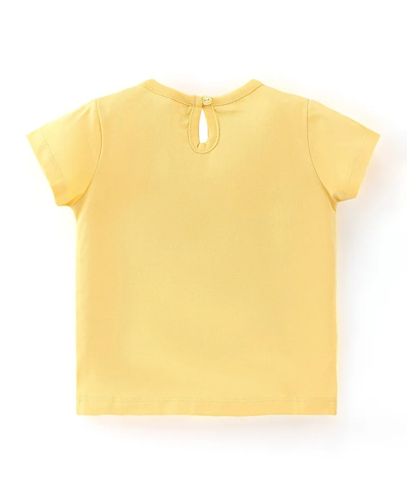 babyhug Babyhug 100% Cotton Full Sleeves Tee Flowers Print - Yellow