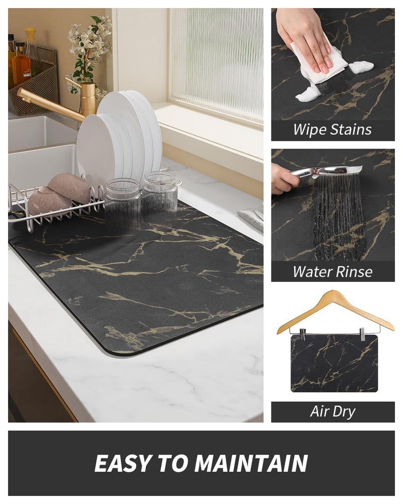 AMOAMI Coffee Mat Hide Stain Rubber Backed Absorbent Dish Drying Mat for Kitchen Counter - Fits Under Coffee Maker or Machine - Image 4