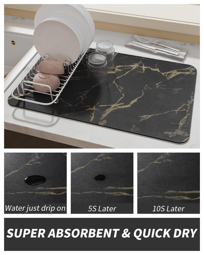 AMOAMI Coffee Mat Hide Stain Rubber Backed Absorbent Dish Drying Mat for Kitchen Counter - Fits Under Coffee Maker or Machine - Image 3