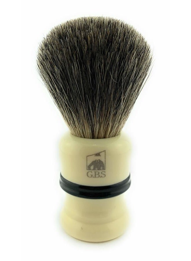 G.B.S Synthetic Bristle Ivory with Black Strip Shaving Brush, use with any Soap and Cream, Compliments All Razors and Mugs - Image 1