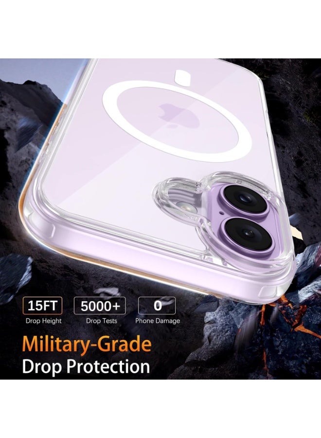 Magnetic Case for iPhone 17, Compatible with Mag Safe Transparent Not-Yellowing Cover Non-Slip Grip Shockproof Magnetic Clear Phone Case, 6.3", Transparent - Image 3