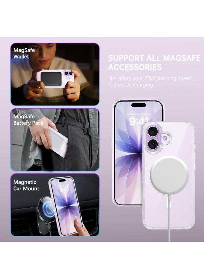 Magnetic Case for iPhone 17, Compatible with Mag Safe Transparent Not-Yellowing Cover Non-Slip Grip Shockproof Magnetic Clear Phone Case, 6.3", Transparent - Image 4