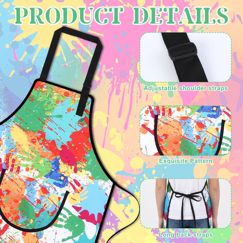 XLSXEXCL Artist Costume for Kids, Painter Dress Up Set with Colorful Artist Apron and Sleeves, Palette, Brush, Necklace, and Black Hat, Kids Painter Costume Accessories for Boys and Girls - Image 4