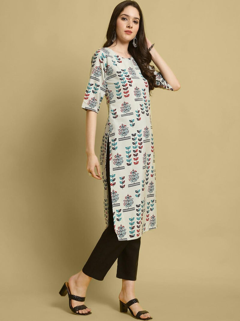 PATLANI Women's A-Line-Calf langth Half Sleeve Crepe Kurti. Grey - Image 3