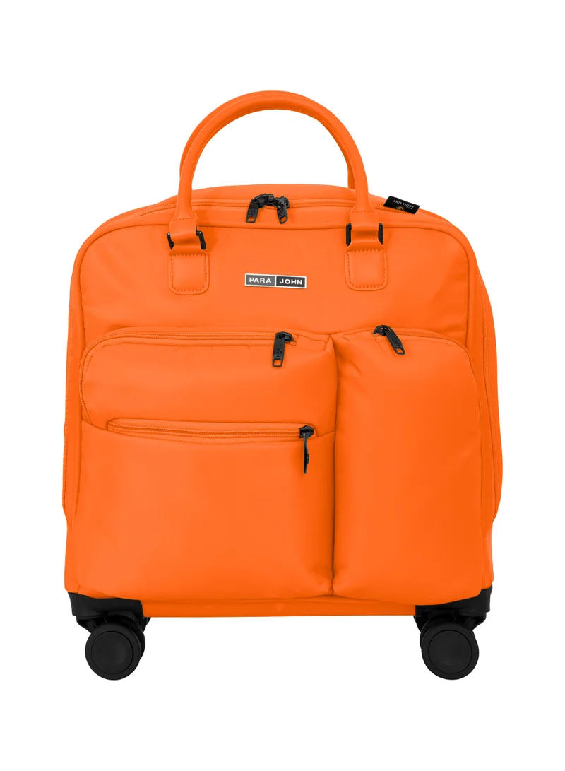 PARAJOHN Parajohn SunGlide 18-Inch Cabin Pilot Case Nylon Trolley Bag | Carry On Luggage Suitcase for Men & Women | Small Cabin Suitcase for Travel with Combination Lock & 8 Spinner Wheels - Orange