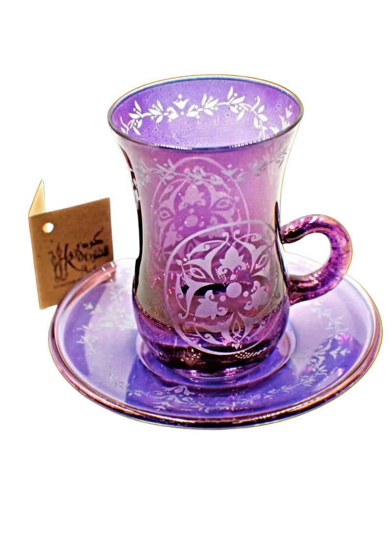 KuduArts Tea Cups With Saucer Glass Set 6 Pieces - Image 3