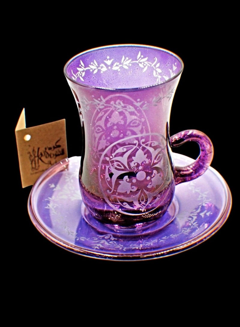 KuduArts Tea Cups With Saucer Glass Set 6 Pieces - Image 2