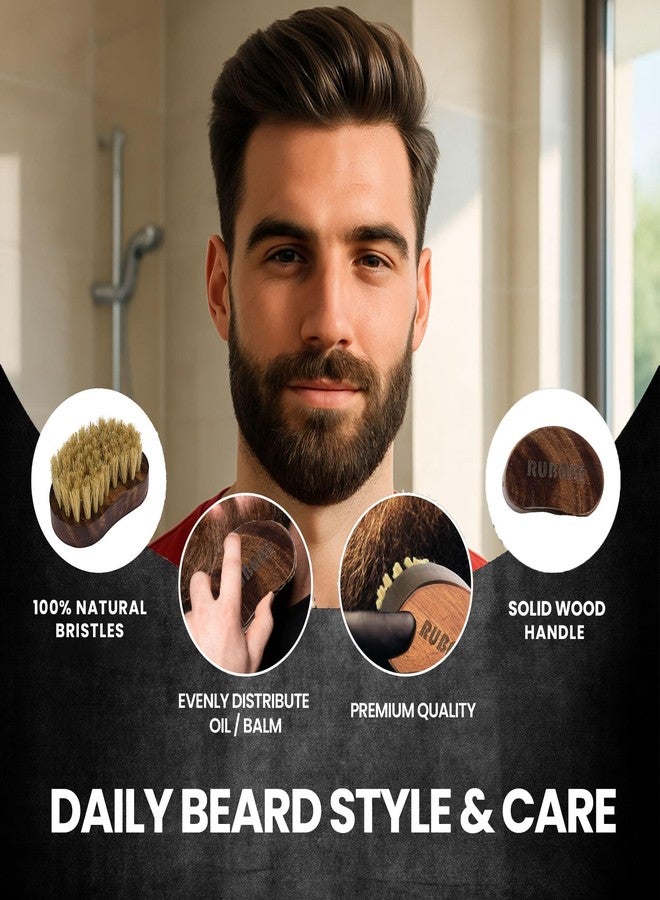 RUBAB MEN 100% Boar Bristle Beard Brush: Travel-Friendly, Premium Wood Handle & Hand-crafted in India | Ideal for Daily Beard Use - Image 3