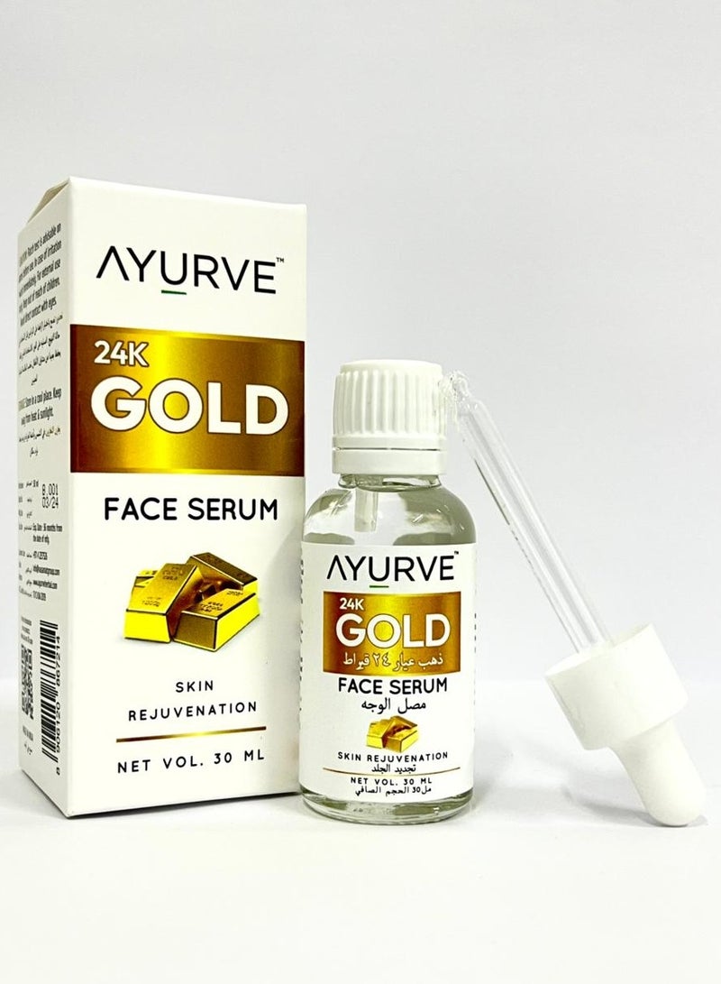 Ayurve 24K Gold Face Serum 30ml – Anti-Aging, Skin Brightening & Moisturizing Facial Serum - Image 1