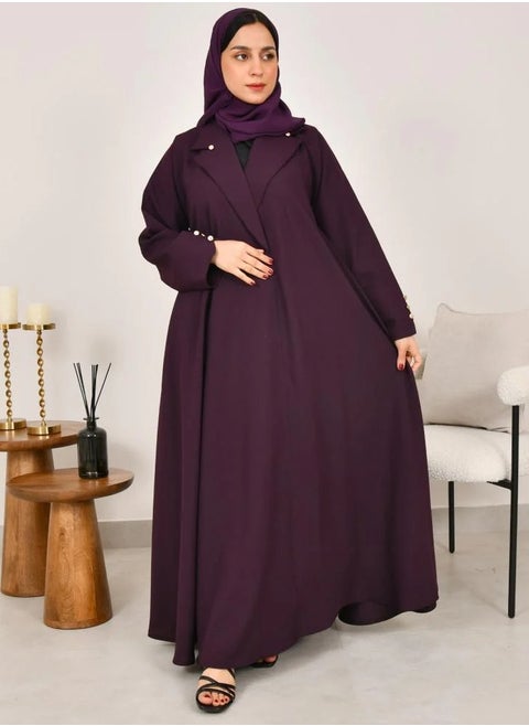 Purple cloche blazer with gold buttons on the sleeves and collar