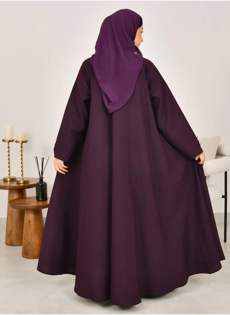 lamha abaya - Purple cloche blazer with gold buttons on the sleeves and collar - Image 1