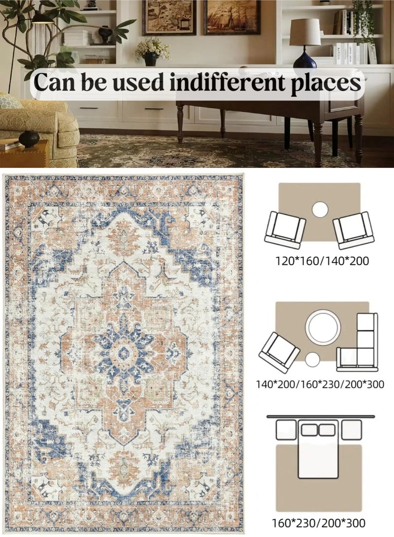 CHU DAI Luxury Area Rug Soft Touch Carpet Orange Multi for Kitchen Living Room Bedroom Dining Room - Image 2