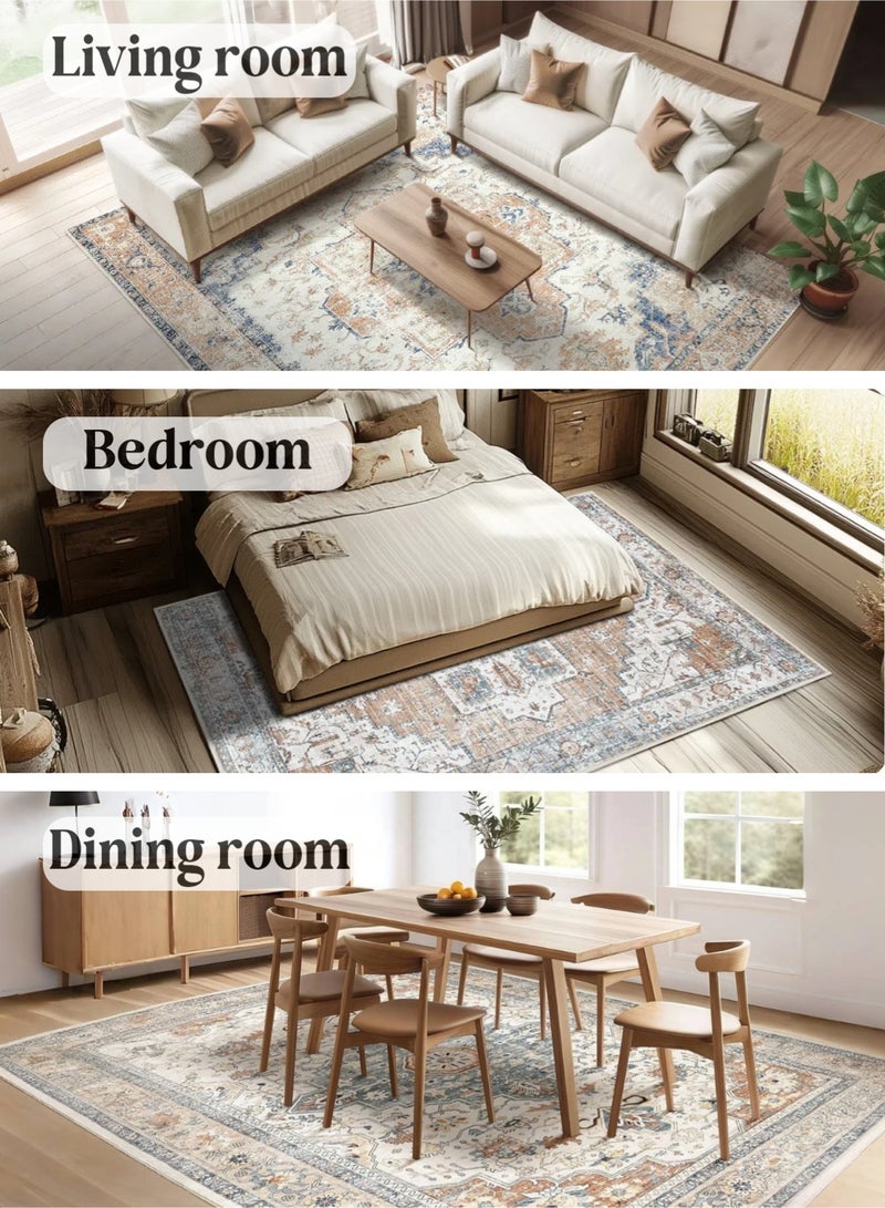 CHU DAI Luxury Area Rug Soft Touch Carpet Orange Multi for Kitchen Living Room Bedroom Dining Room - Image 3