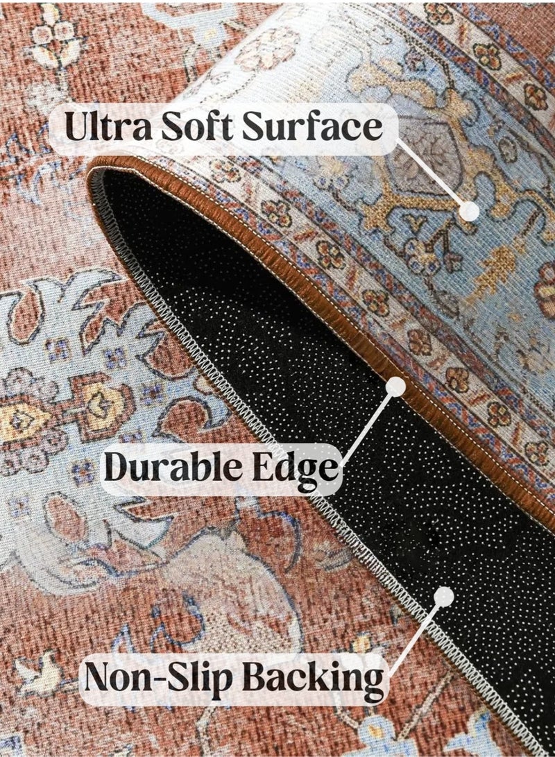 CHU DAI Luxury Area Rug Soft Touch Carpet Orange Multi for Kitchen Living Room Bedroom Dining Room - Image 4